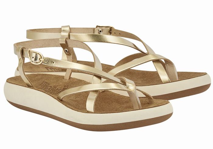 Sandale Cu Curea Din Spate Ancient Greek Sandals Semele Comfort Dama Aurii Albi | MCQ9747AT
