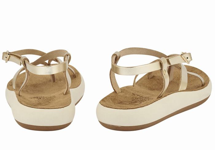 Sandale Cu Curea Din Spate Ancient Greek Sandals Semele Comfort Dama Aurii Albi | MCQ9747AT