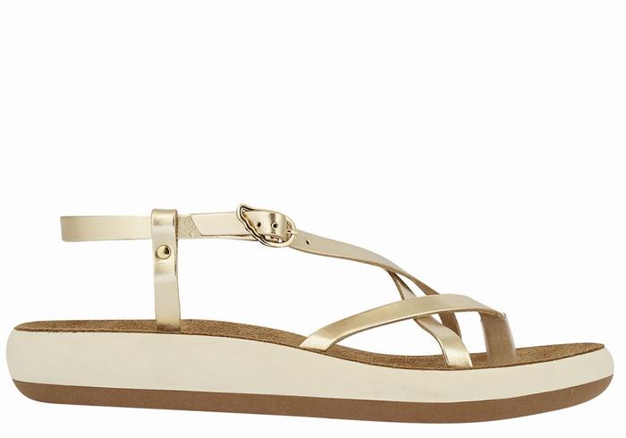 Sandale Cu Curea Din Spate Ancient Greek Sandals Semele Comfort Dama Aurii Albi | MCQ9747AT