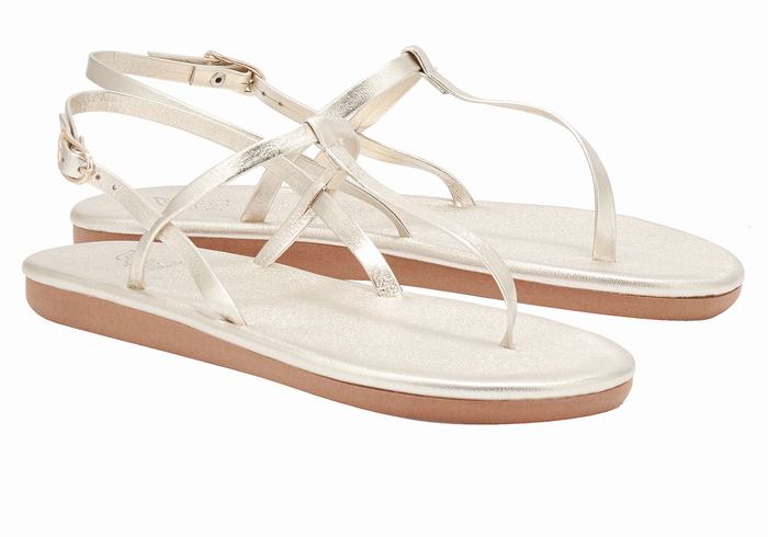 Sandale Cu Curea Din Spate Ancient Greek Sandals Lito Flip Flop Dama Aurii Albi | AOI10044RV