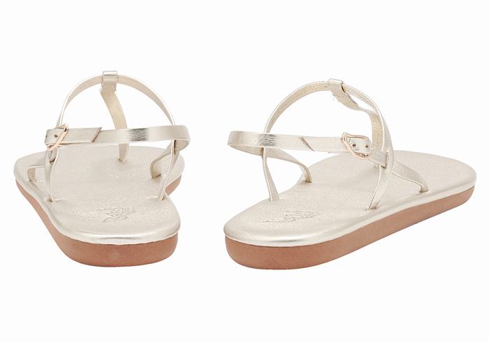 Sandale Cu Curea Din Spate Ancient Greek Sandals Lito Flip Flop Dama Aurii Albi | AOI10044RV