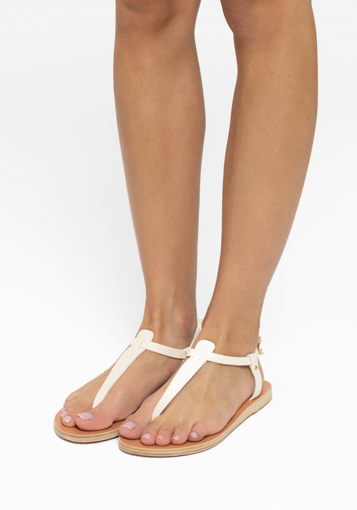 Sandale Cu Curea Din Spate Ancient Greek Sandals Lito Flip Flop Leather Dama Albi | GXP6762GU