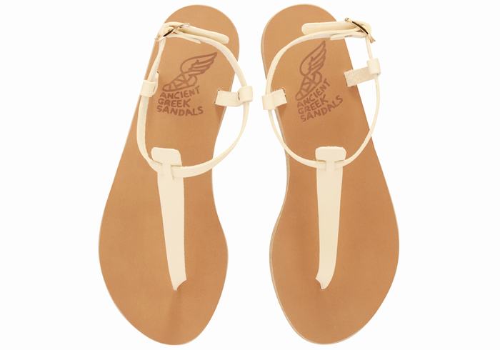 Sandale Cu Curea Din Spate Ancient Greek Sandals Lito Flip Flop Leather Dama Albi | GXP6762GU