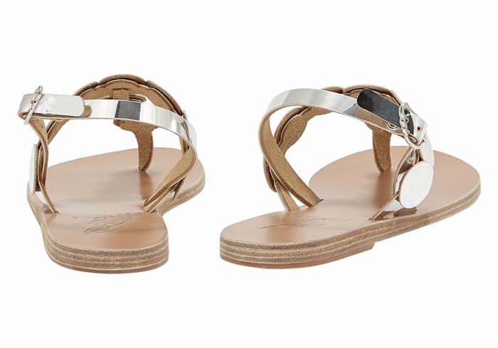 Sandale Cu Curea Din Spate Ancient Greek Sandals Ilios Flip Flop Leather Dama Argintii | MKS6056JH