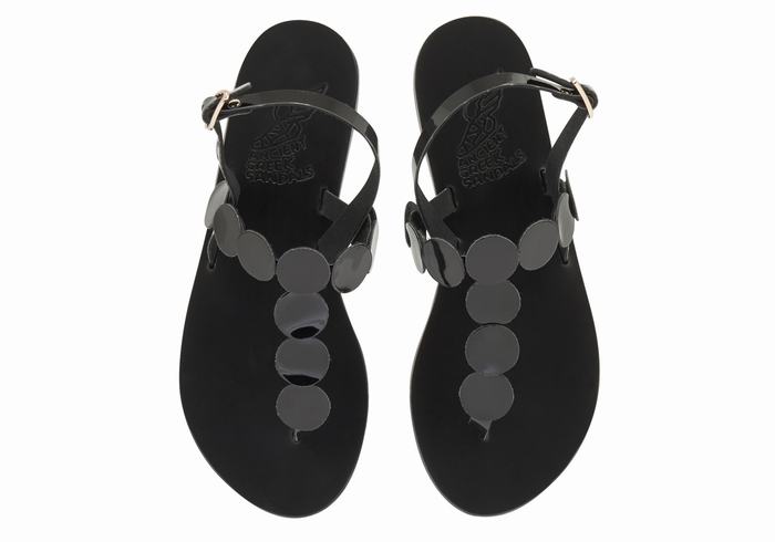 Sandale Cu Curea Din Spate Ancient Greek Sandals Ilios Flip Flop Leather Dama Negrii | OCN470SN