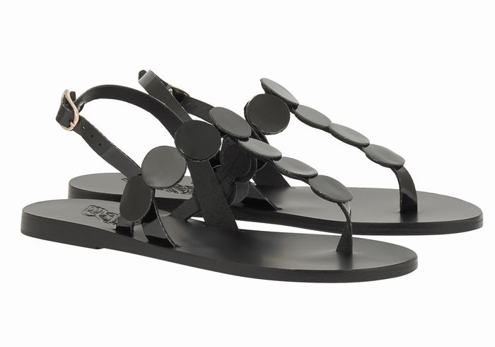 Sandale Cu Curea Din Spate Ancient Greek Sandals Ilios Flip Flop Leather Dama Negrii | OCN470SN
