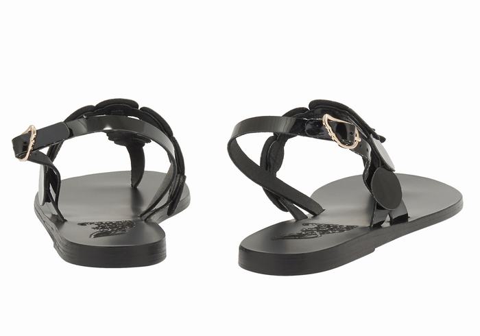 Sandale Cu Curea Din Spate Ancient Greek Sandals Ilios Flip Flop Leather Dama Negrii | OCN470SN
