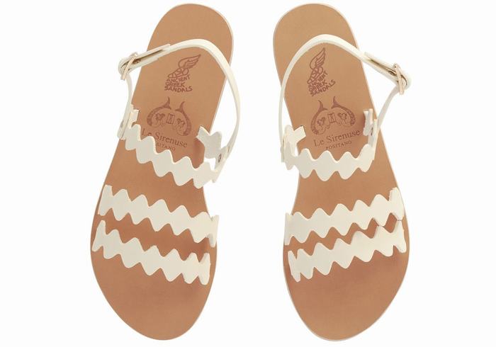 Sandale Cu Curea Din Spate Ancient Greek Sandals Clio Onda Leather Dama Albi | NEU8340DE
