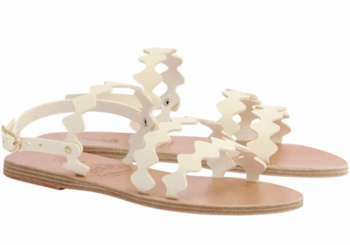 Sandale Cu Curea Din Spate Ancient Greek Sandals Clio Onda Leather Dama Albi | NEU8340DE