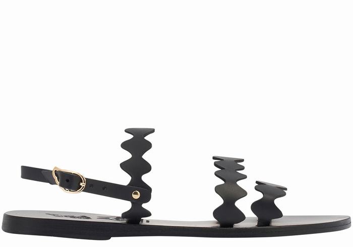Sandale Cu Curea Din Spate Ancient Greek Sandals Clio Onda Leather Dama Negrii | XAS1779MB