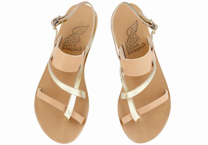 Sandale Cu Curea Din Spate Ancient Greek Sandals Alethea Leather Dama Bej Aurii Albi | IYN7930ES