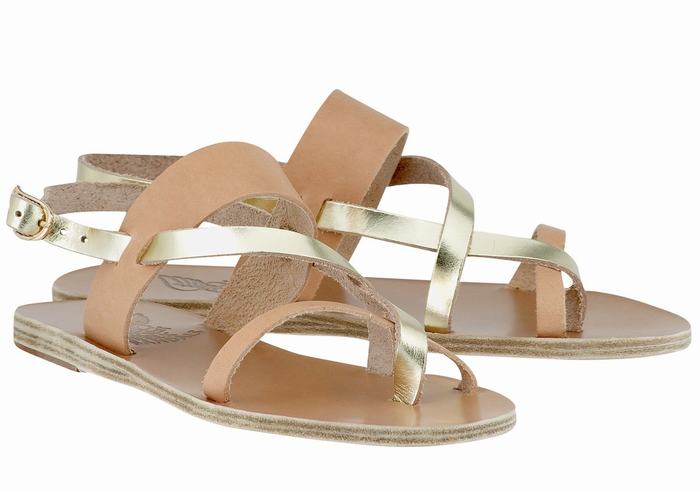 Sandale Cu Curea Din Spate Ancient Greek Sandals Alethea Leather Dama Bej Aurii Albi | IYN7930ES
