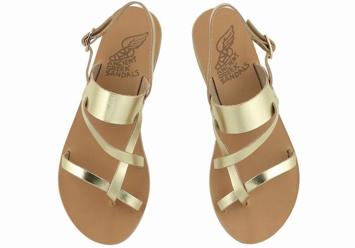 Sandale Cu Curea Din Spate Ancient Greek Sandals Alethea Leather Dama Aurii Albi | MAC7325IL