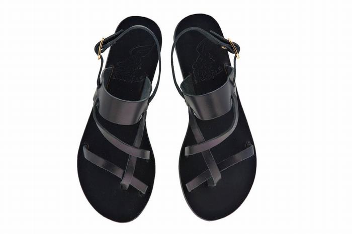 Sandale Cu Curea Din Spate Ancient Greek Sandals Alethea Leather Dama Negrii | SJC9441PM