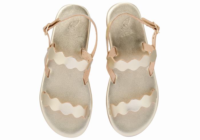 Sandale Cu Curea Din Spate Ancient Greek Sandals Afros Dama Aurii Albi | OSG5687KP