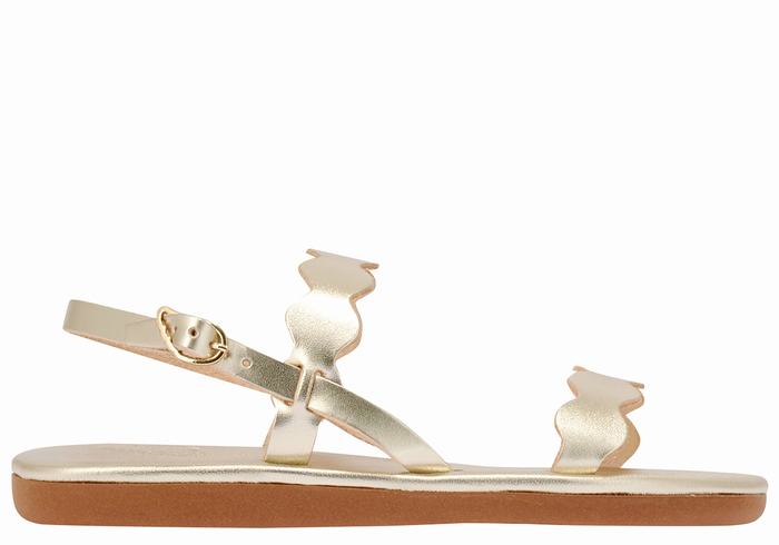 Sandale Cu Curea Din Spate Ancient Greek Sandals Afros Dama Aurii Albi | OSG5687KP